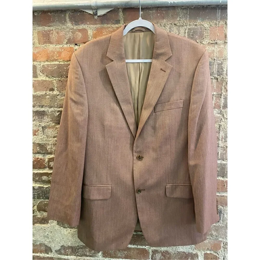 BILL BLASS Essentials Poly/Rayon Sports Coat Suit Jacket Blazer Metallic Brown/B